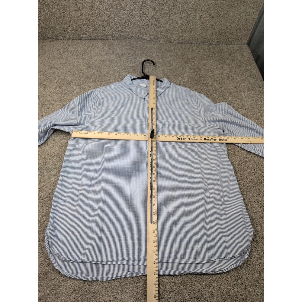 Gap Womens XL Blue White Striped‎ Cotton Long Sleeve Button Down Shirt Pocket - Picture 4 of 8